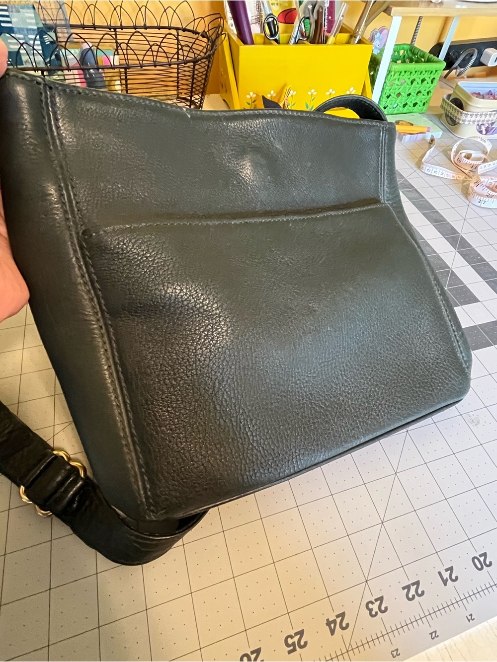 Vintage Coach Sonoma Crossbody Bag Green Pebbled Leather